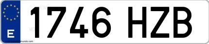 Ejemplo de matrícula española 1746 HZB