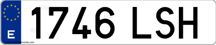 Ejemplo de matrícula de coche ordinaria 1746 LSH