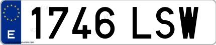 Ejemplo de matrícula española 1746 LSW
