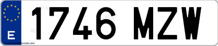Ejemplo de matrícula de coche ordinaria 1746 MZW