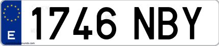 Ejemplo de matrícula de coche ordinaria 1746 NBY