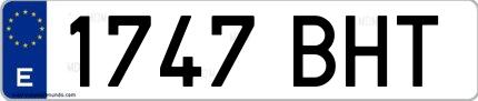 Ejemplo de matrícula española 1747 BHT