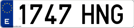 Ejemplo de matrícula de coche ordinaria 1747 HNG