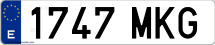 Ejemplo de matrícula de coche ordinaria 1747 MKG