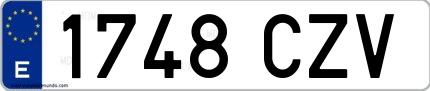 Ejemplo de matrícula española 1748 CZV