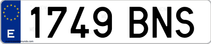 Ejemplo de matrícula de coche ordinaria 1749 BNS