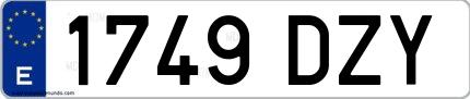 Ejemplo de matrícula española 1749 DZY