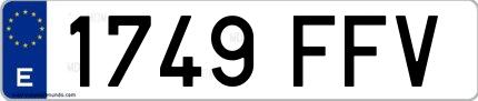 Ejemplo de matrícula española 1749 FFV