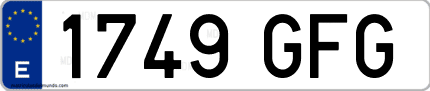 Ejemplo de matrícula de coche ordinaria 1749 GFG