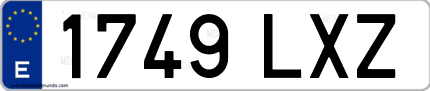 Ejemplo de matrícula de coche ordinaria 1749 LXZ