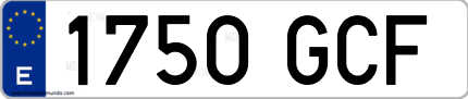 Ejemplo de matrícula de coche ordinaria 1750 GCF
