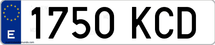 Ejemplo de matrícula de coche ordinaria 1750 KCD