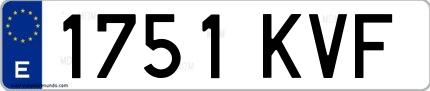 Ejemplo de matrícula de coche ordinaria 1751 KVF
