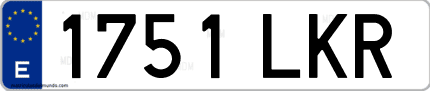 Ejemplo de matrícula de coche ordinaria 1751 LKR
