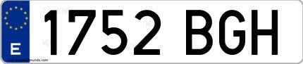 Ejemplo de matrícula española 1752 BGH