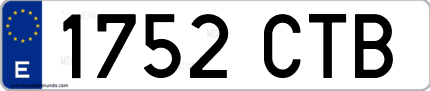 Ejemplo de matrícula de coche ordinaria 1752 CTB