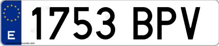 Ejemplo de matrícula de coche ordinaria 1753 BPV
