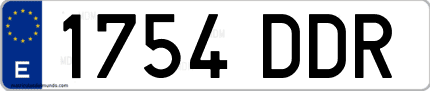 Ejemplo de matrícula de coche ordinaria 1754 DDR