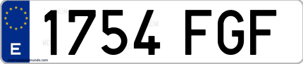 Ejemplo de matrícula de coche ordinaria 1754 FGF