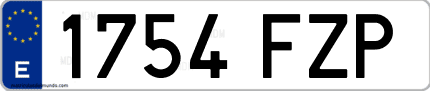 Ejemplo de matrícula de coche ordinaria 1754 FZP