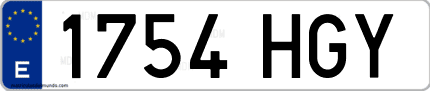 Ejemplo de matrícula de coche ordinaria 1754 HGY