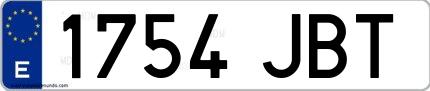 Ejemplo de matrícula española 1754 JBT