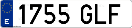 Ejemplo de matrícula de coche ordinaria 1755 GLF