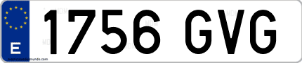 Ejemplo de matrícula de coche ordinaria 1756 GVG