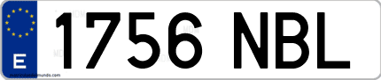 Ejemplo de matrícula de coche ordinaria 1756 NBL