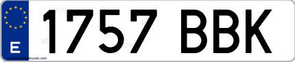 Ejemplo de matrícula de coche ordinaria 1757 BBK