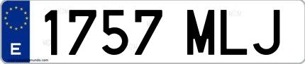 Ejemplo de matrícula española 1757 MLJ