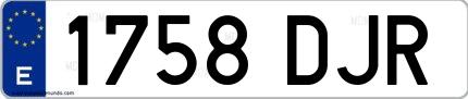 Ejemplo de matrícula española 1758 DJR