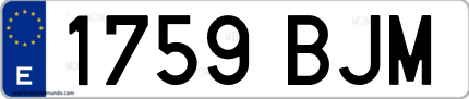 Ejemplo de matrícula de coche ordinaria 1759 BJM