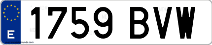 Ejemplo de matrícula de coche ordinaria 1759 BVW