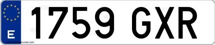 Ejemplo de matrícula española 1759 GXR
