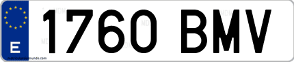 Ejemplo de matrícula de coche ordinaria 1760 BMV