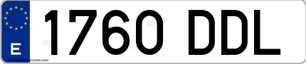 Ejemplo de matrícula de coche ordinaria 1760 DDL