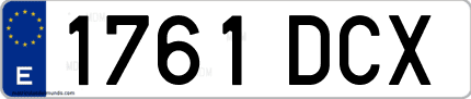 Ejemplo de matrícula de coche ordinaria 1761 DCX