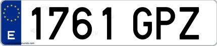 Ejemplo de matrícula española 1761 GPZ