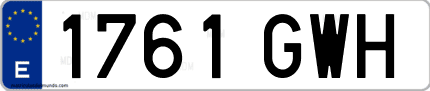 Ejemplo de matrícula de coche ordinaria 1761 GWH