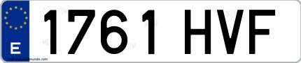 Ejemplo de matrícula española 1761 HVF