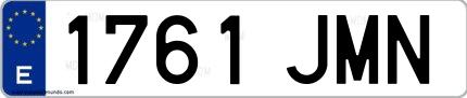 Ejemplo de matrícula de coche ordinaria 1761 JMN