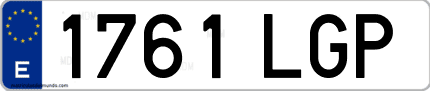 Ejemplo de matrícula de coche ordinaria 1761 LGP