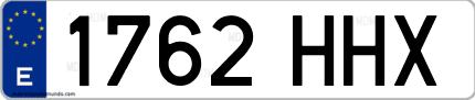Ejemplo de matrícula de coche ordinaria 1762 HHX