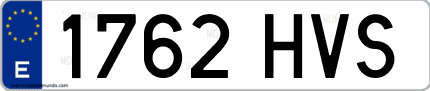 Ejemplo de matrícula de coche ordinaria 1762 HVS