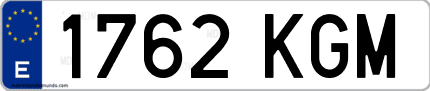 Ejemplo de matrícula de coche ordinaria 1762 KGM