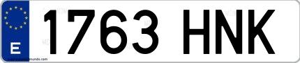 Ejemplo de matrícula de coche ordinaria 1763 HNK