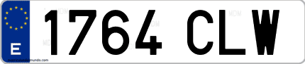 Ejemplo de matrícula de coche ordinaria 1764 CLW