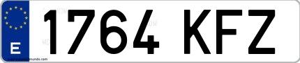Ejemplo de matrícula de coche ordinaria 1764 KFZ