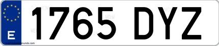 Ejemplo de matrícula española 1765 DYZ